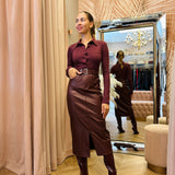 Polo In Maglia Donna Kostumn Bordeaux