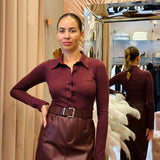 Polo In Maglia Donna Kostumn Bordeaux