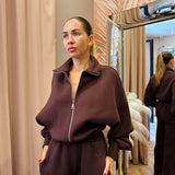 Tuta Integrale con Zip Donna Kostumn Marrone Scuro